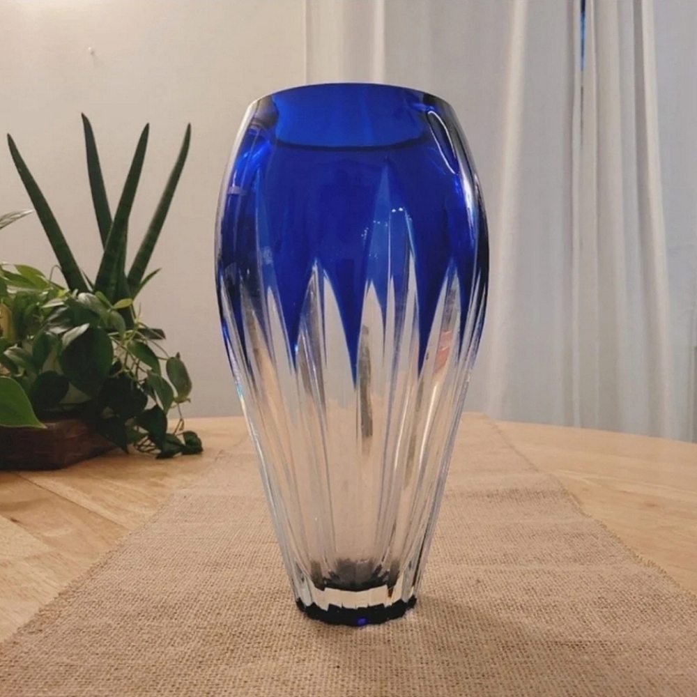 Vintage Blue Crystal Vase